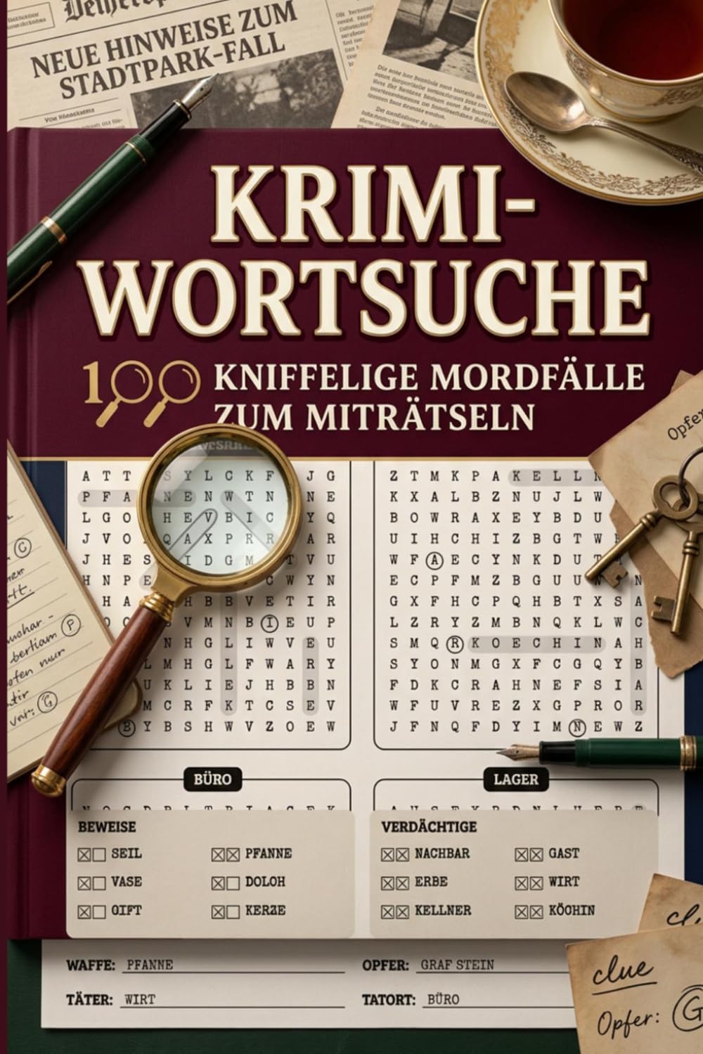 Krimi-Wortsuche – 100 knifflige Mordfälle zum Miträtseln: Rätseln wie ein Detektiv