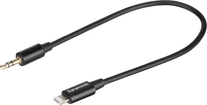 Saramonic 3.5 mm TRS ذكر إلى أبل البرق موصل ميكروفون & كابل محول الصوت 9 "22.86 سم SR-C2000، أسود