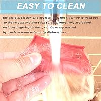 Vista 4 de 2 pares de soportes de silicona para mango de sartén caliente, fundas para mango de sartén caliente, funda de agarre para olla, mango de hierro