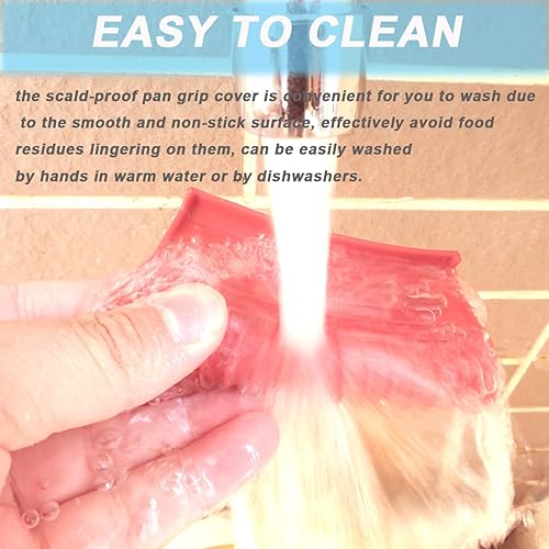 Miniatura 4 de 2 pares de soportes de silicona para mango de sartén caliente, fundas para mango de sartén caliente, funda de agarre para olla, mango de hierro