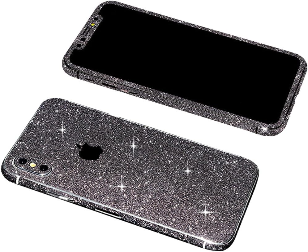 iPh X Bling Skin Sticker, Supstar Full Body Coverage Glitter Vinyl Decal - Dustproof, Anti-Scratch Apple iPhX 2018 (Black)