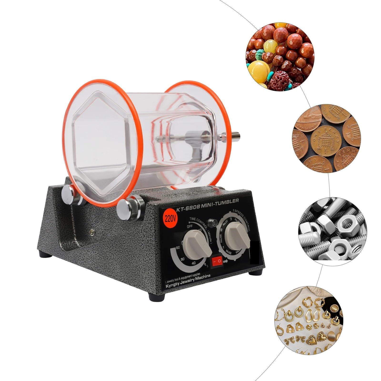 Polierschleifmaschine, Schmuck-Rotationspoliermaschine, Mini-Poliermaschine mit trommel und Polierkugel
