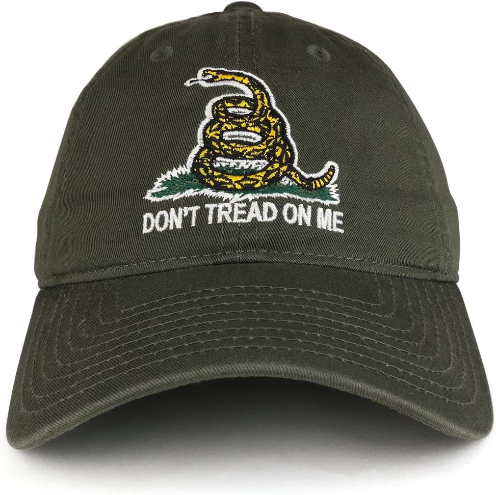 Don't Tread on Me Gadsden Flag Embroidered Soft Washed Cotton Baseball Cap