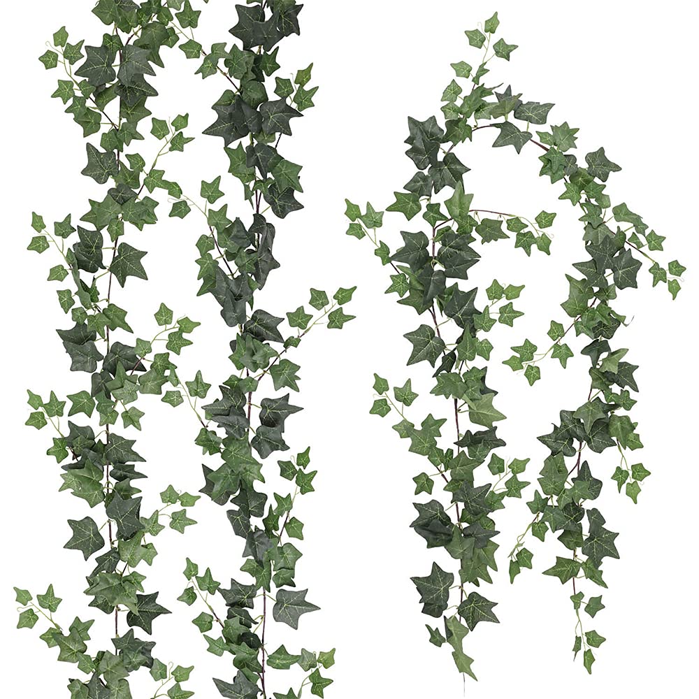 dallisten3 Strands Odorless Artificial Ivy Vines Kit, 71" Silk Ivy Garland with Green Leaves, Fake Hanging Plants Greenery Decoration for Bedroom, Windows, Walls, Wedding, Outdoor Decor (Green)