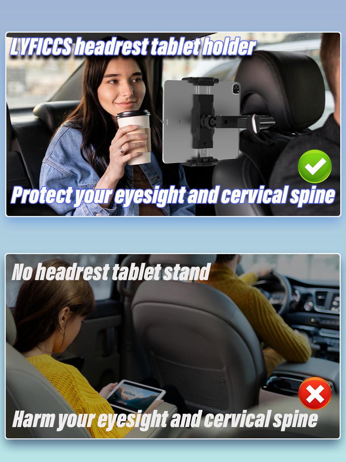 Tablet Halterung Auto Kopfstütze [Bis zu 15,6"], Ausziehbar KFZ Tablet Halter Kopfstütze, Tablethalterungen Auto für 6-15,6 Zoll Handy & Tablet, iPad Pro/Air/Mini, Galaxy, iPhone