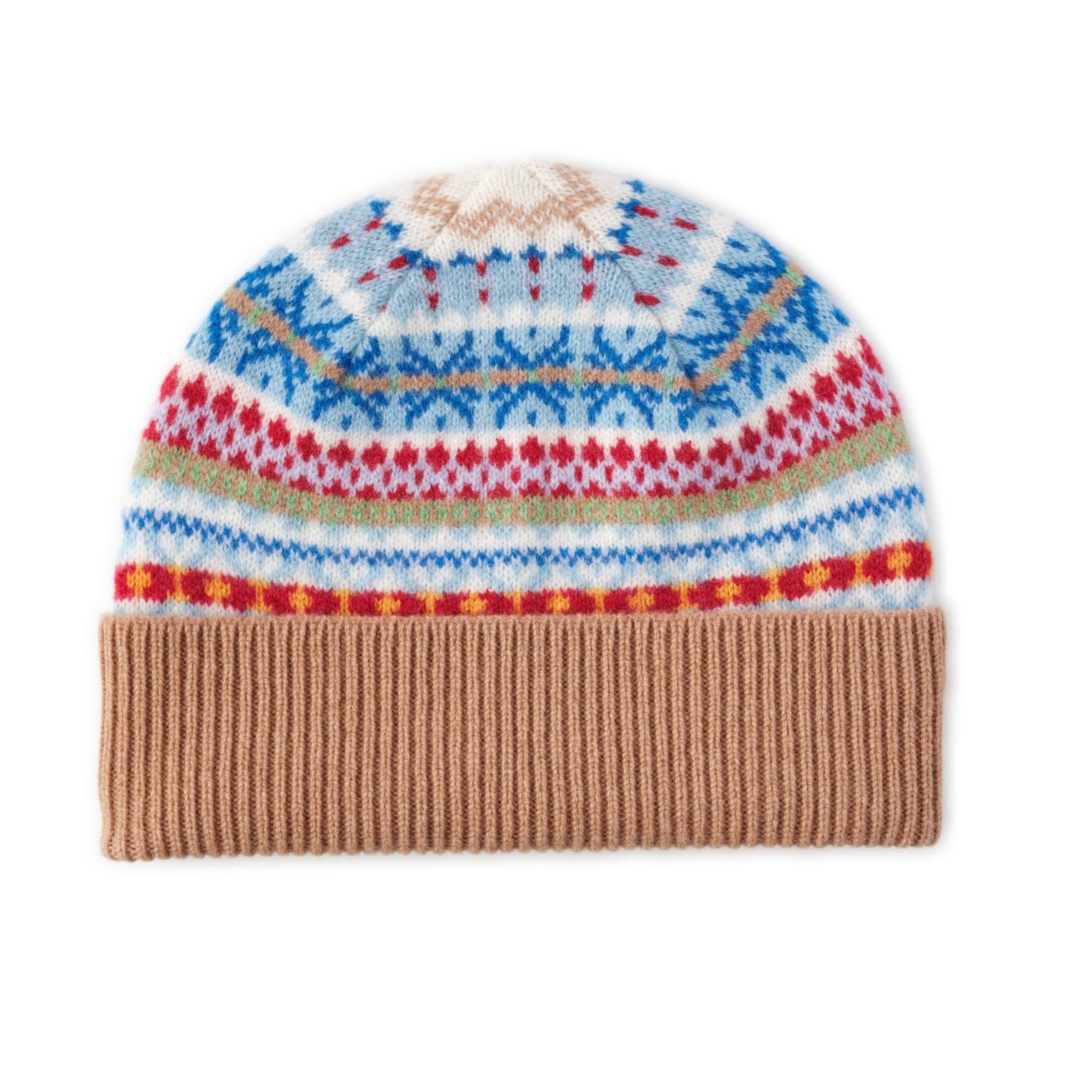 The Cashmere Choice Women's 2401 - Camel Fairisle Beanie | Kerse | Lomond Lambswool (2401 - Camel)