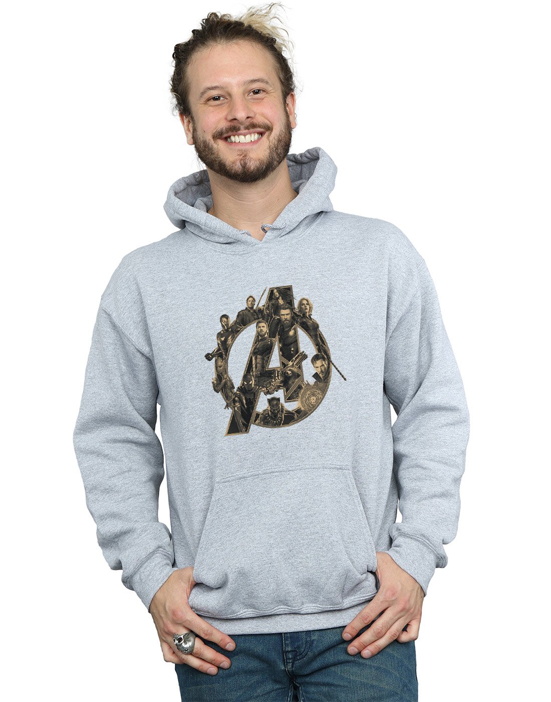 Marvel Men's Avengers Infinity War Marvel Logo Hoodie Sport Grey Large