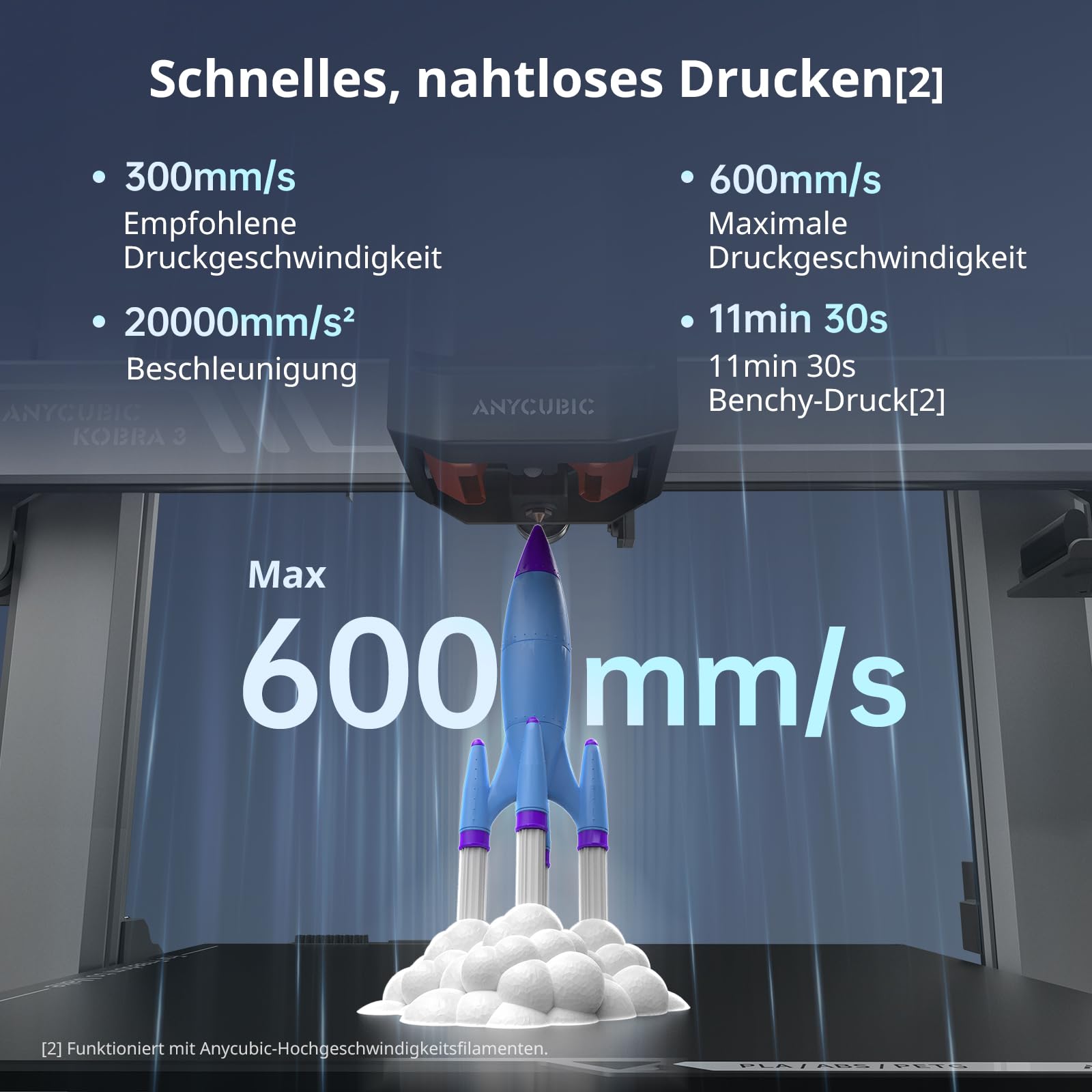 Anycubic Kobra 3 Combo 3D-Drucker, Mehrfarbendruck in 4 Farben, 600 mm/s hohe Geschwindigkeit, Trocknen von Filament während des Drucks, Auto Fortsetzung Druck, Größe 250 x 250 x 260 mm