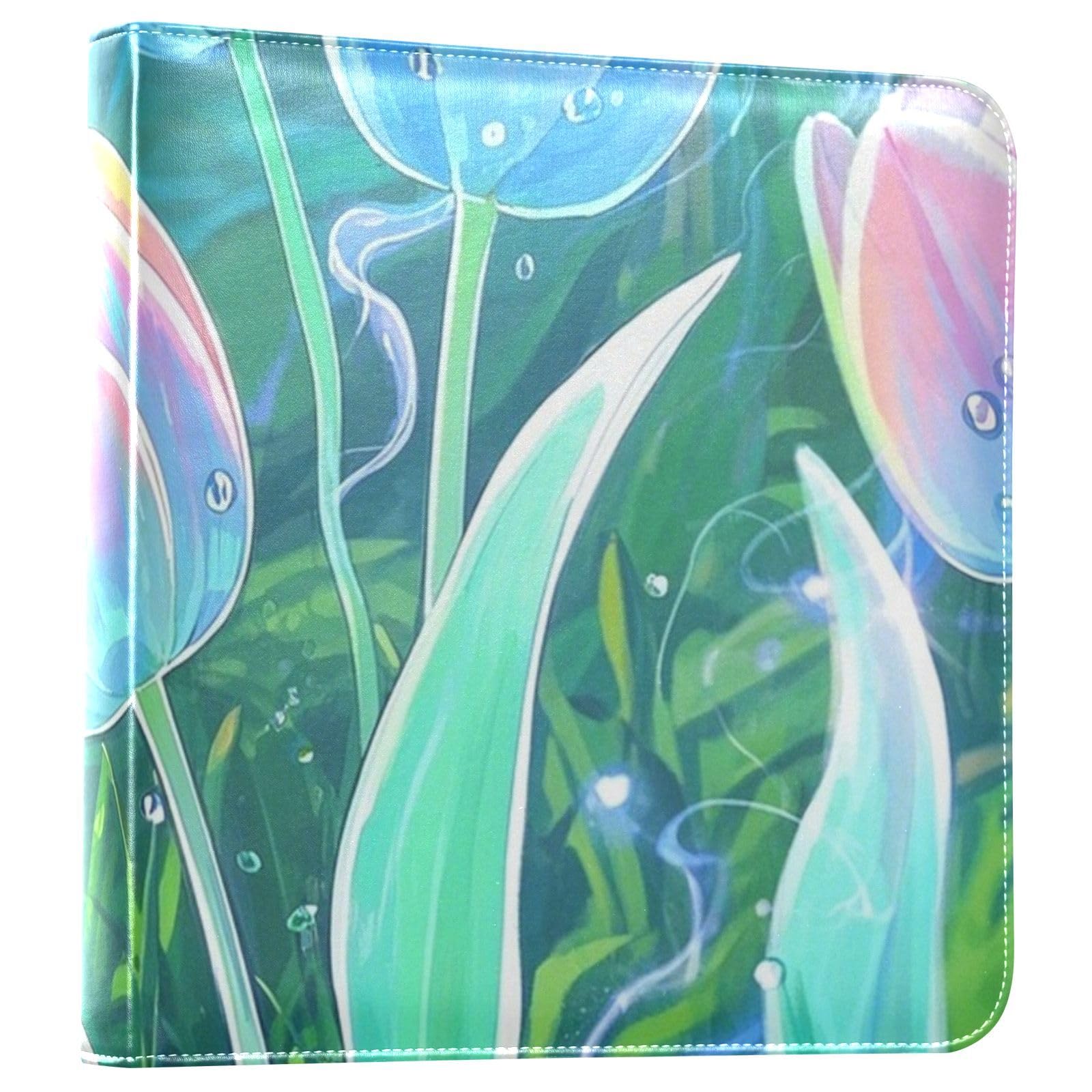 Photo Album 4x6, 5x7,6x8,Artificial Leather Photo Albums with 20 Detachable Sheets Tulips Print for Family Wedding,Multi 13