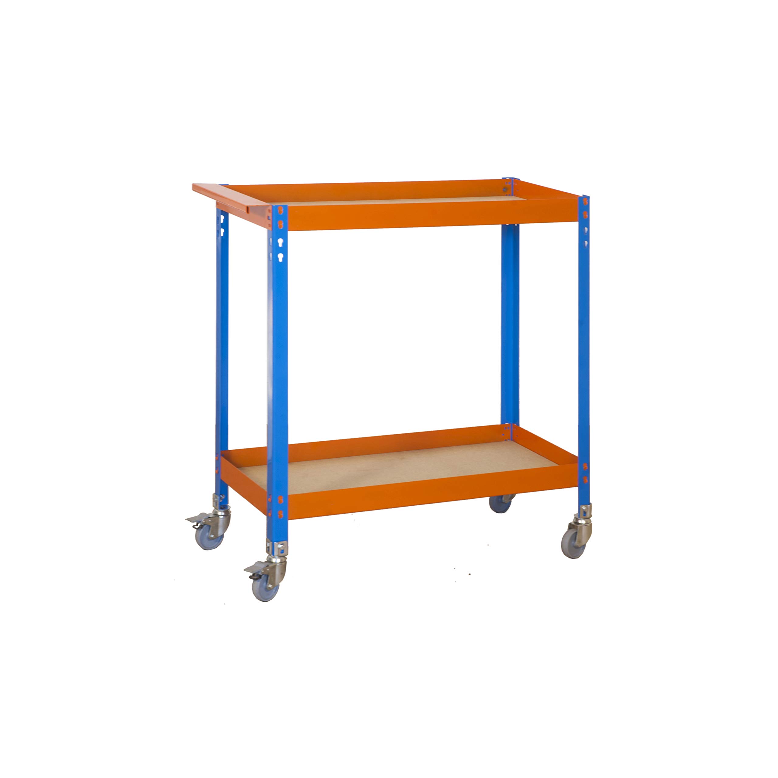 Simon Rack Carro Herramentas Taller, Banco Trabajo, Capacidad Carga 75 kg, 1030x900x400 mm, Azul/Naranja/Madera - WAGON
