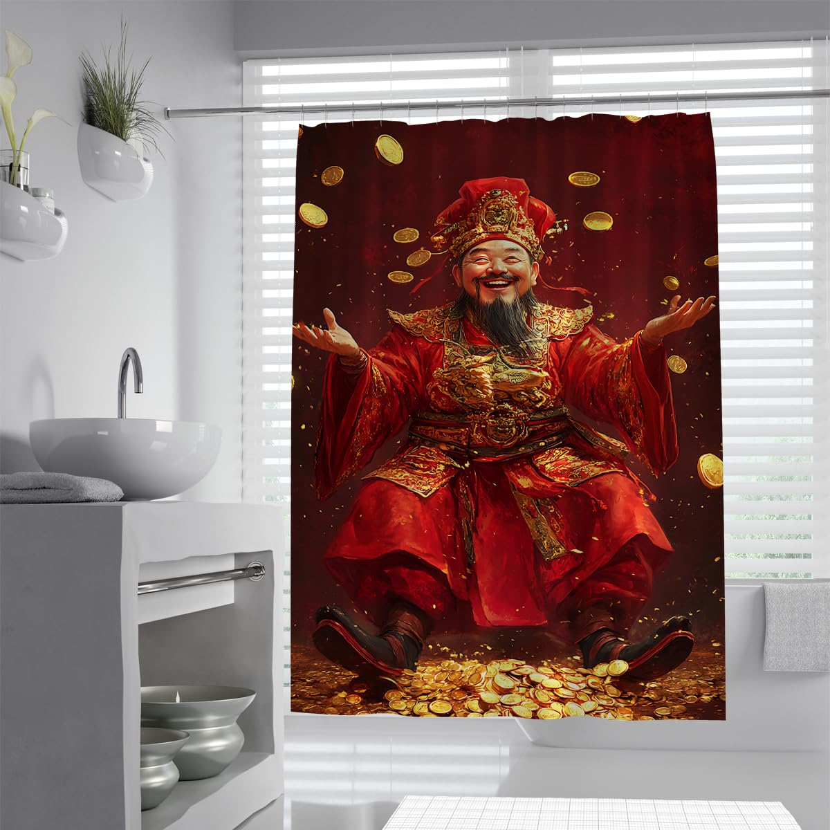 Cortina Ducha Fortuna China Riqueza para baño W120xL200 cm