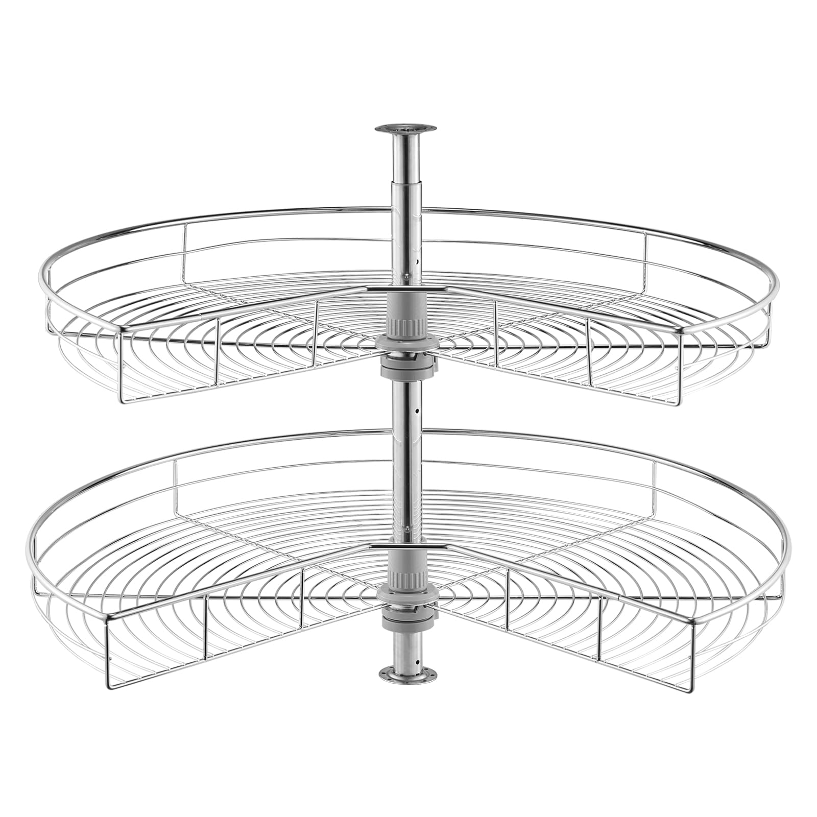 VEVOR Plateau Tournant pour Meuble d'Angle 80 cm 2 Niveaux, Tourniquet de Cuisine Rotatif à 360°, Étagère Pivotante pour Placard d’Angle Réglable en Hauteur, en Acier au Carbone, Rangement Cuisine