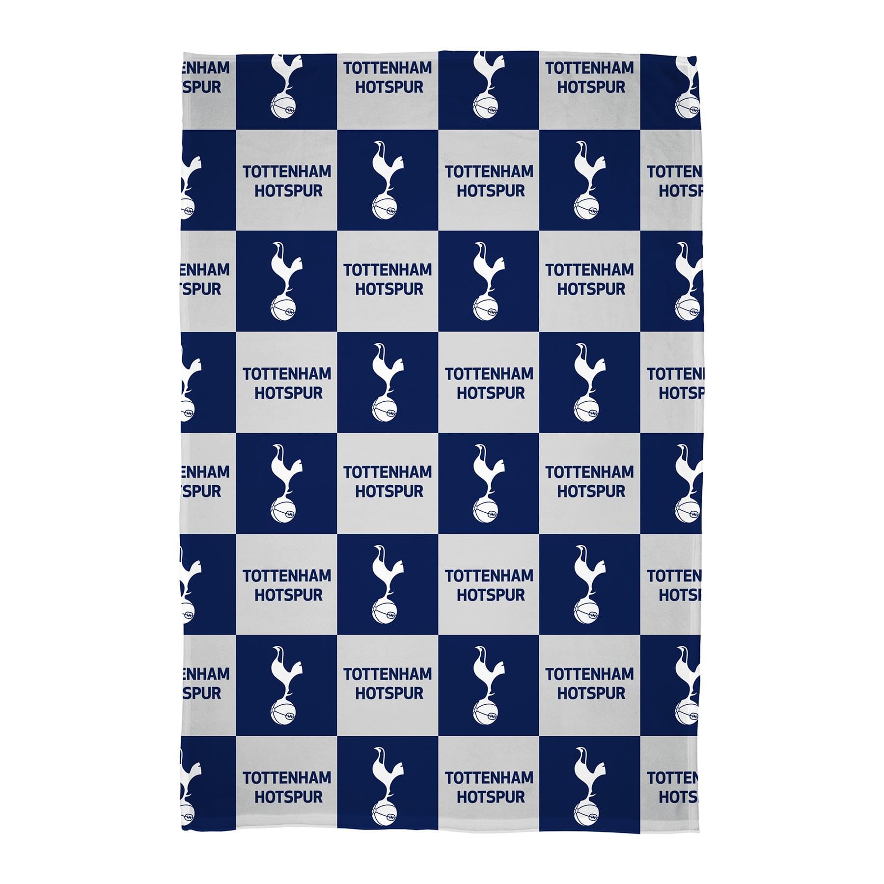 Character World Tottenham Hotspur FC Fleece Blanket – Emblem Check Design Bed Throw - Super Soft Flannel Blanket - 100 × 150cm - Perfect For Football Fans