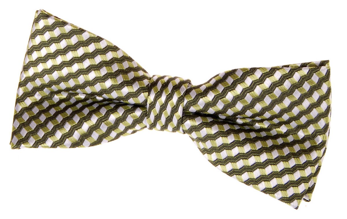 Retreez Men Wavy Zig Zag Stripe Pattern Woven Pre-tied Bow Tie (4.5