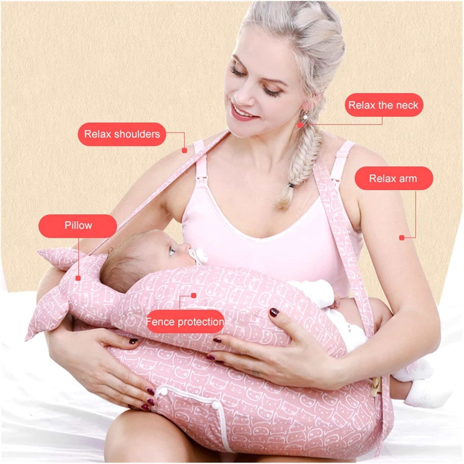 Stillkissen Baby Mutterschaft Stillkissen Verstellbares Taillenkissen für Schwangere Frauen, 7