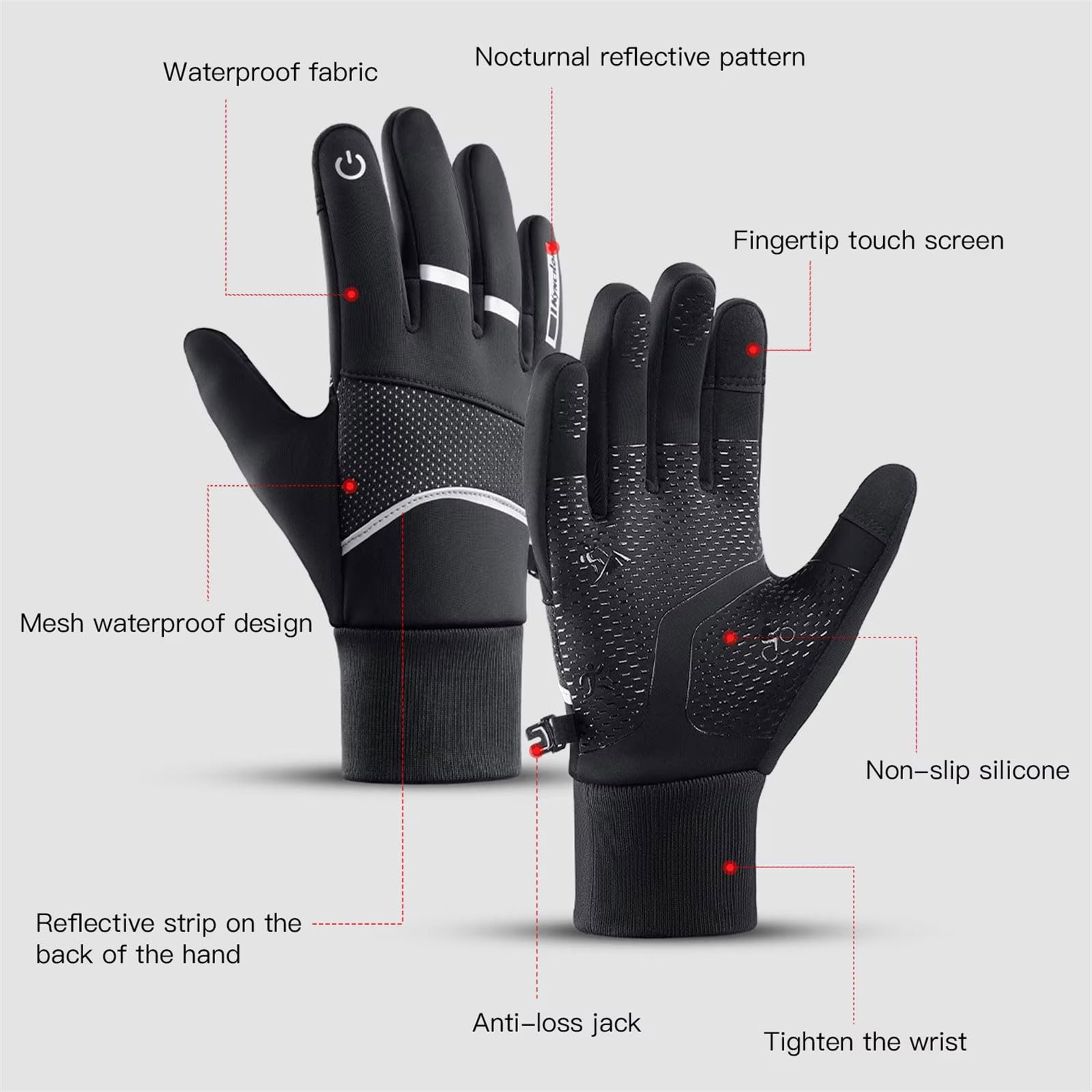 Gants d'hiver antidérapants pour ski, course à pied, cyclisme