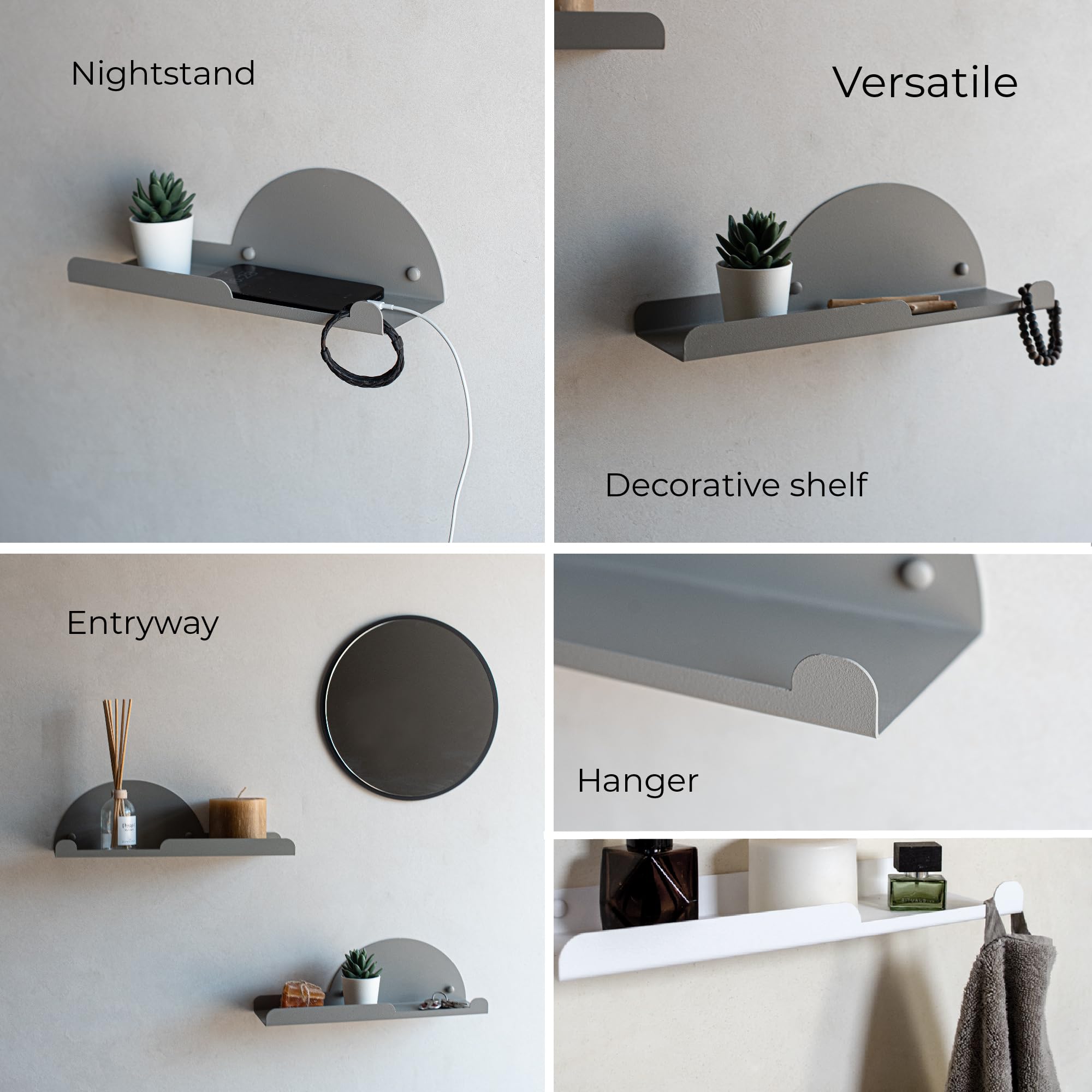 MILUKA Set 2 Wall Shelf Unit 35 cm Grey, Beige, 35x10cm - Image 4