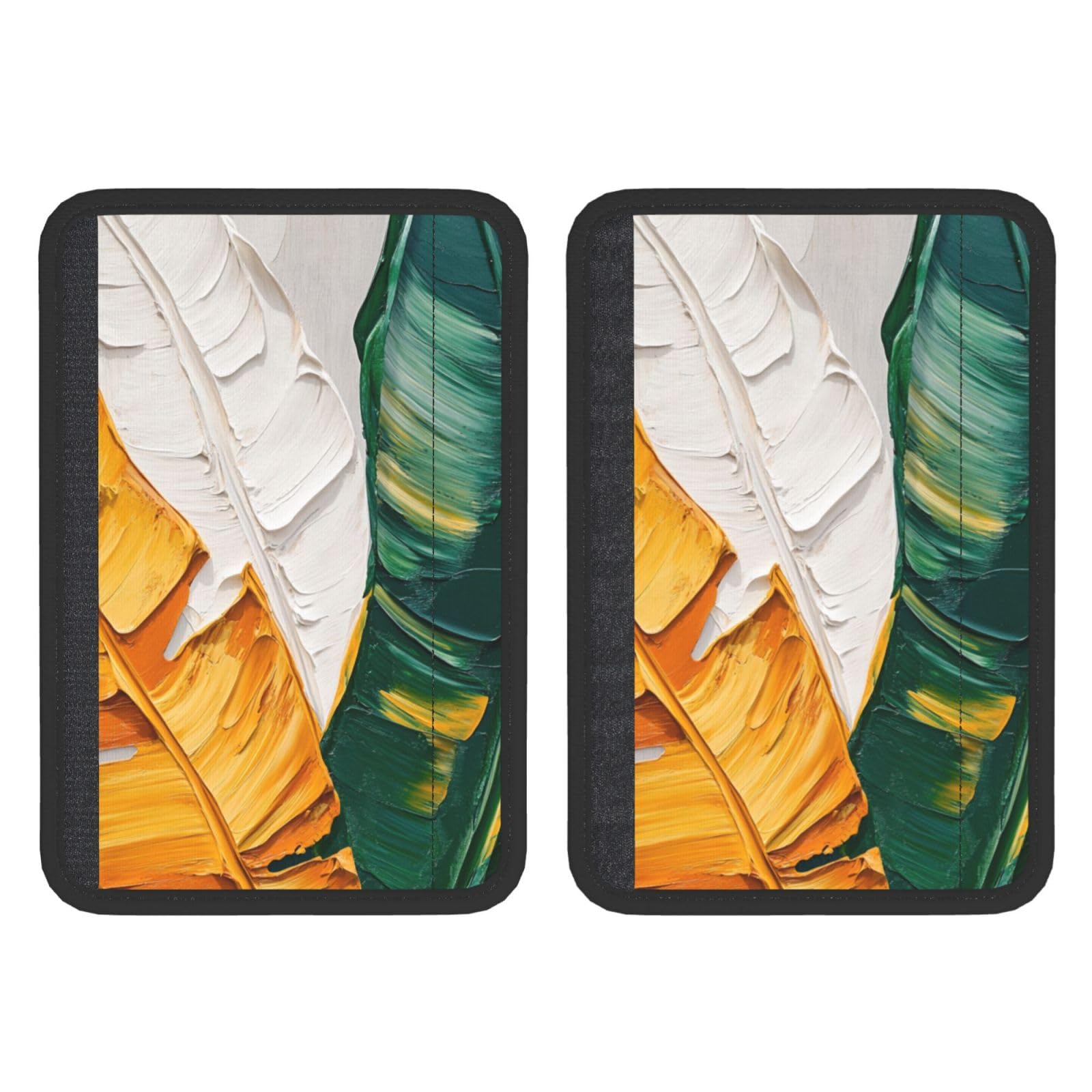 Light Green Yellow Large Leaves Abstract Car Seat Belt Cover 2 Pack Seatbelt Strap Shoulder Pad Protector Universal Comfort for Car