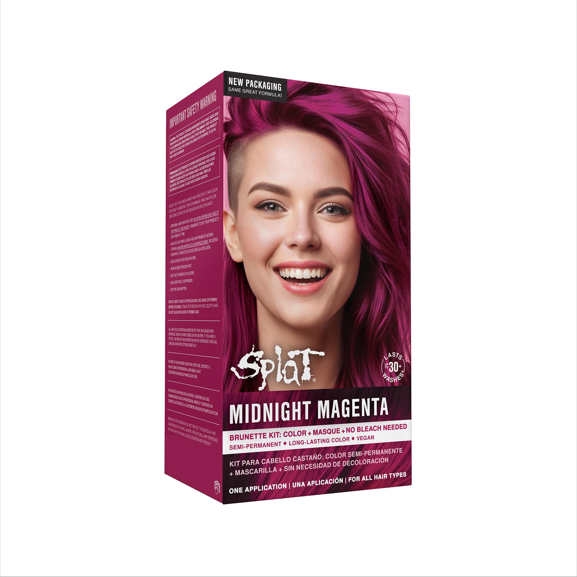Splat Midnight Magenta Semi Permanent Hair Dye Kit, 1 Application, Includes Deep Reconstructor Conditioner, Lasts 30 Washes, No Bleach Required, Vegan & Cruelty Free Hair Color