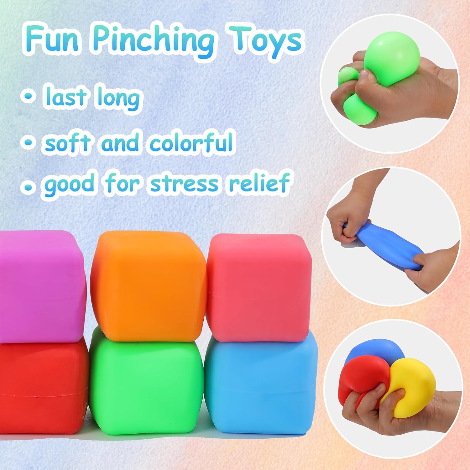 Slow Rising Stress Squishy Toys 8 Packs Stretchy Fidget Square Fidget Cube Hand Therapy Sensory Squishy Balls Students Classroom Pull Stretch Fidget Toys