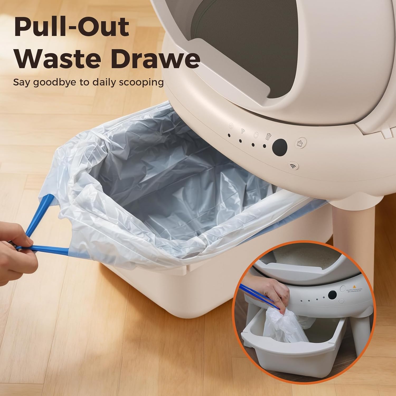 Automatic Self-Cleaning Litter Box,Smart App Control Automatic Large Cat Toilet, Safety Sensor Odor Control, Smart Drum Litter Box Large Capacity Ultra Quiet Below 35Hz, Fit 2.2-33 lbs Multi Cats
