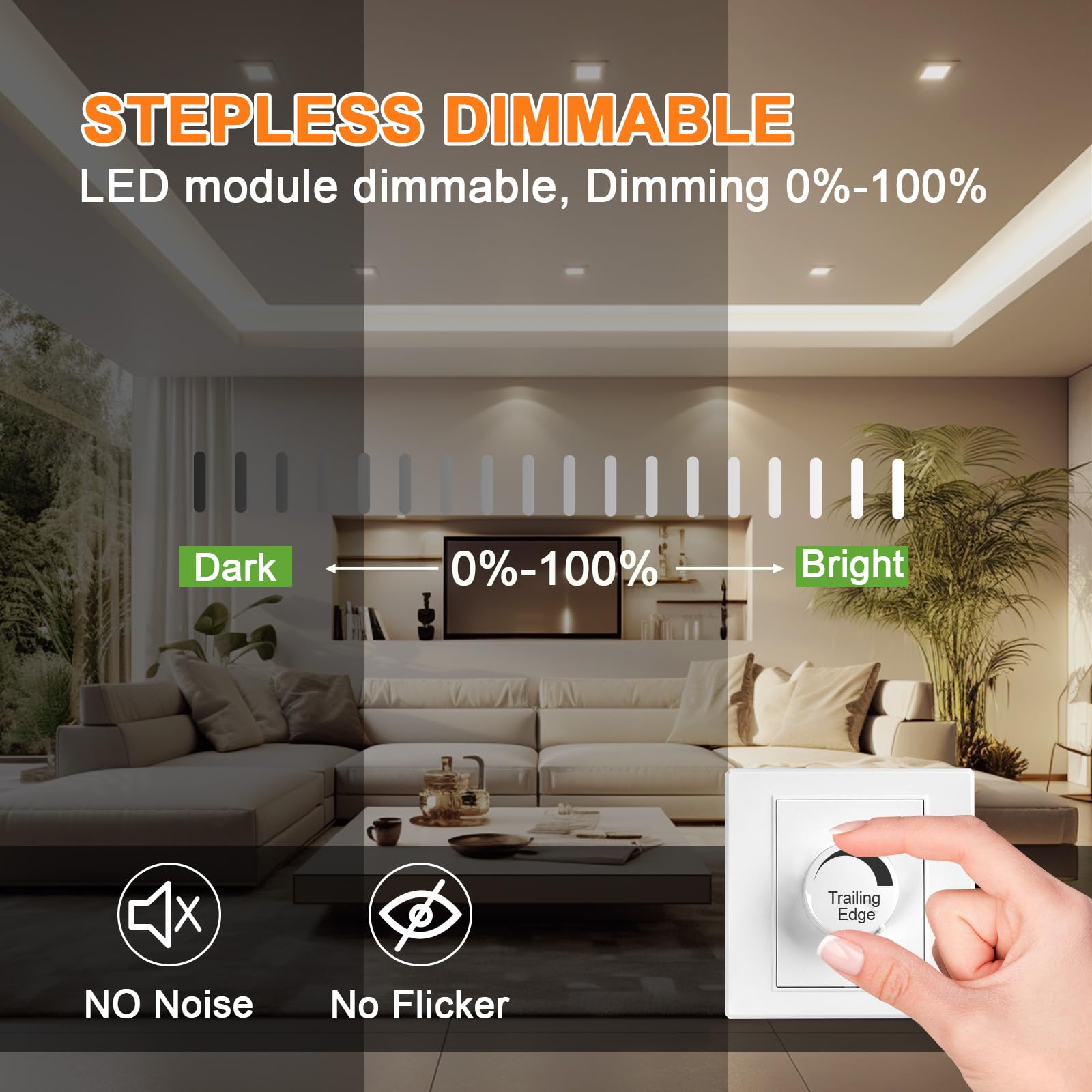 YindaLux Pack of 6 Dimmable LED Module Diameter 50 x 23 mm for Recessed Spotlights 4.9W 500LM 3CCT Warm White 3000K Natural White 4000K Cool White 6500K IP44 Waterproof Module 38° Replaces GU10 MR16 - Image 4