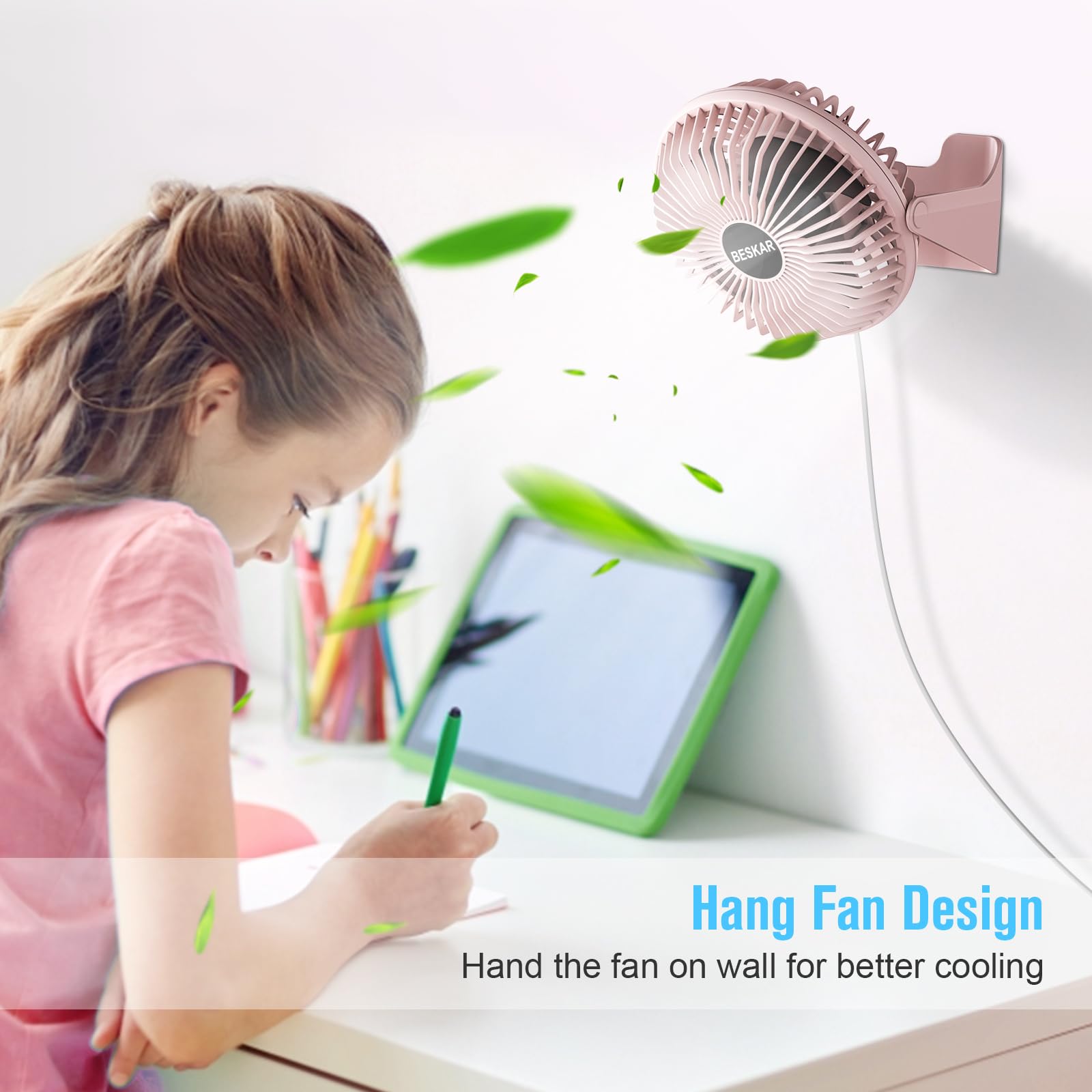 Ventilador de escritorio pequeño USB, ventiladores portátiles con 3 velocidades de flujo de aire fuerte, funcionamiento silencioso y rotación de 360°, ventilador de mesa personal para el hogar, 6