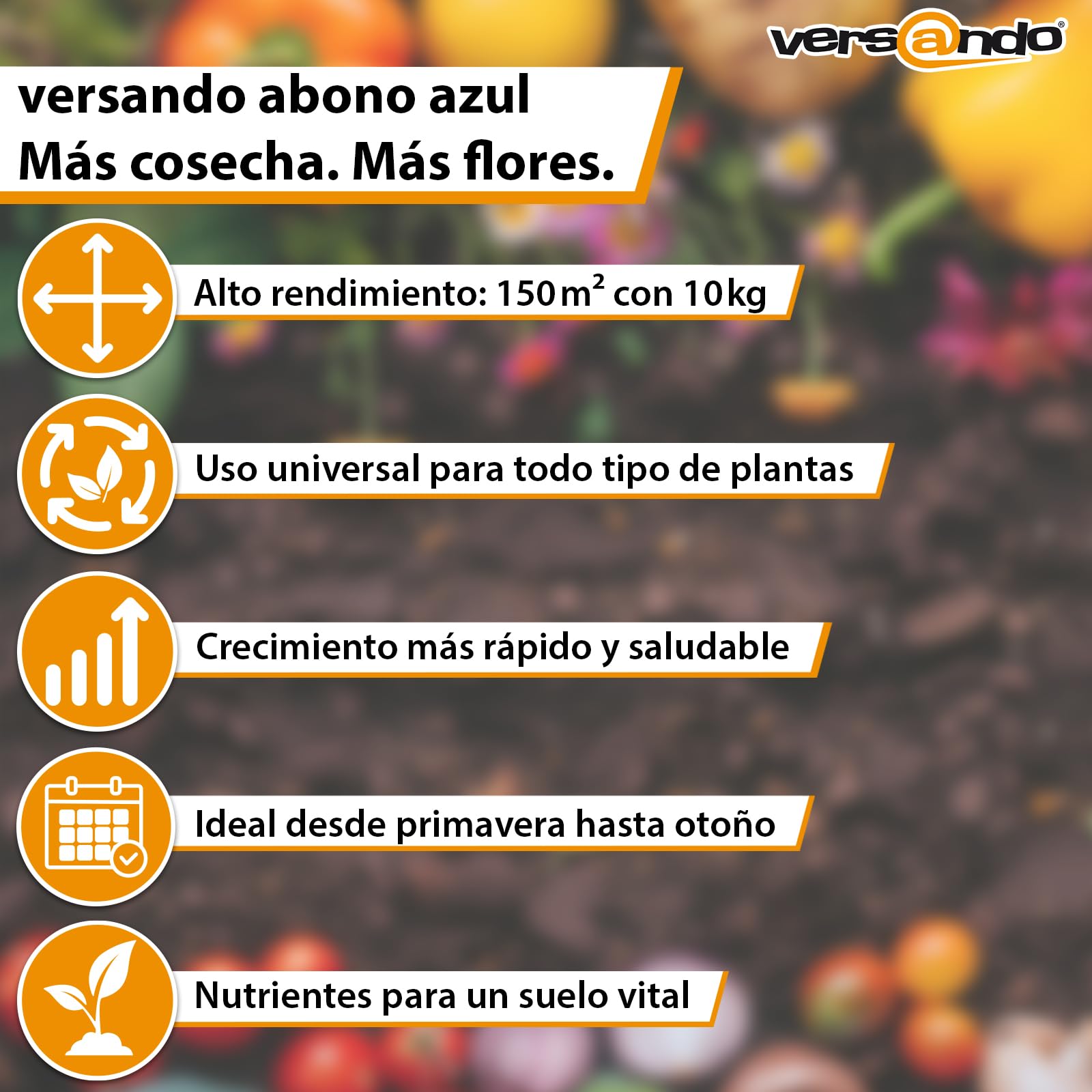 versando 10kg abono azul hasta 150m²: abono NPK para frutas, verduras y | plantas fuertes con efecto a largo plazo