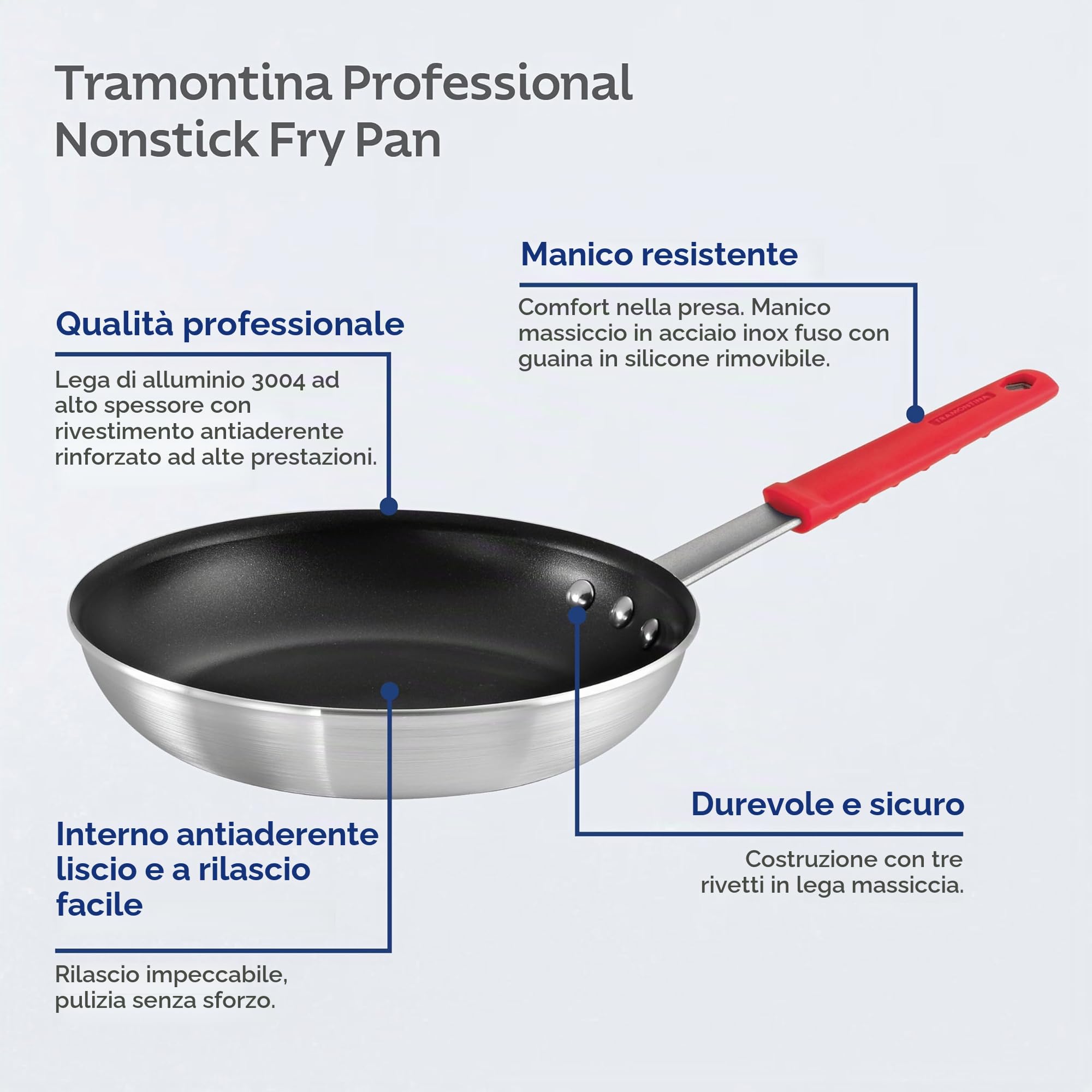 Tramontina Padella in Alluminio Professional con Rivestimento Antiaderente 25 cm 2L