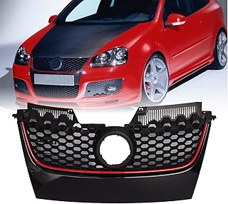 HUANGRONG Grille de Radiateur Avant Strip Rouge Centre Avant Centre Centre de Pare-Chocs avec frontière Rouge for VW for Jetta GTI MK5 2006 2007 2008