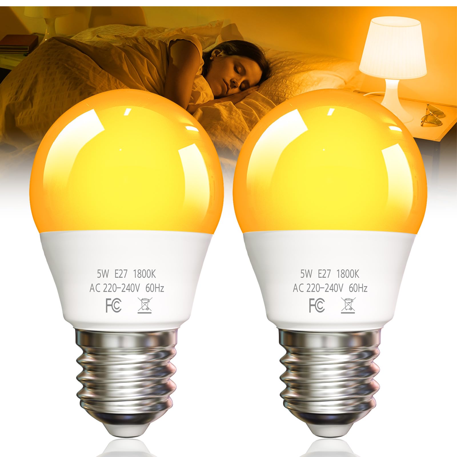 Klarlight E27 Orange Light Bulb 5W, 1800K Amber Warm Light Bulb