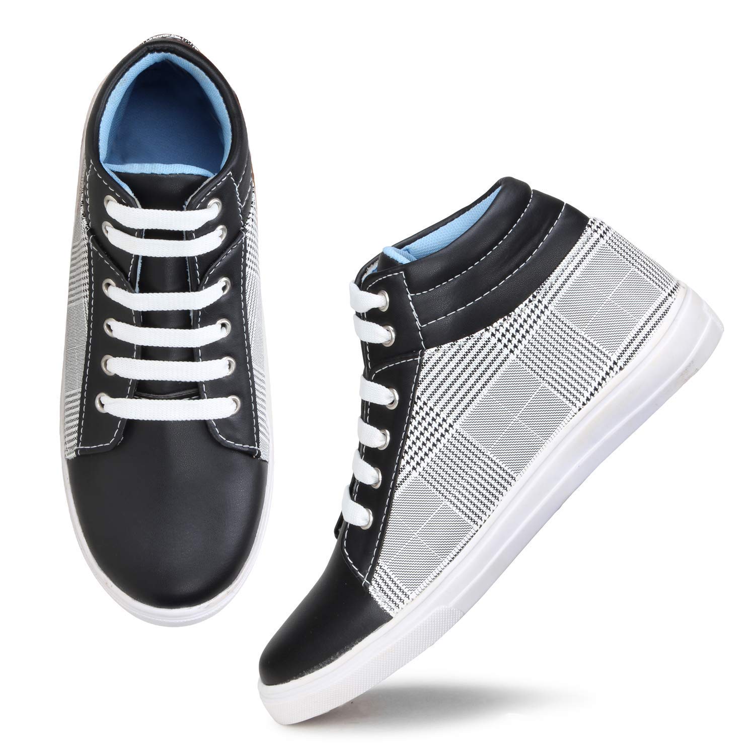 COMMANDER:Premium Classic Check High Ankle Casual Boot/Sneakers for Women (37, Black) (B07NPKSMHC) Amazon Price History, Amazon Price Tracker