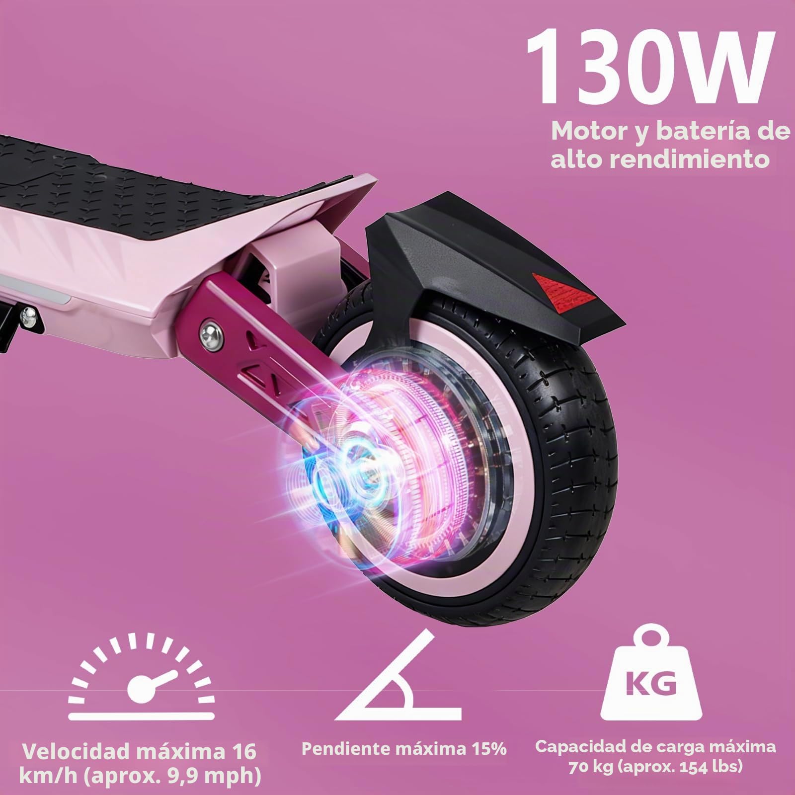 Patinete eléctrico Plegable para niños de 6 a 14 años, Patinete eléctrico Plegable y 3 Luces LED Ajustables, con Luces de Alcance máximo 15/7/6 KM 2/3 Modos (8-16 km/h)