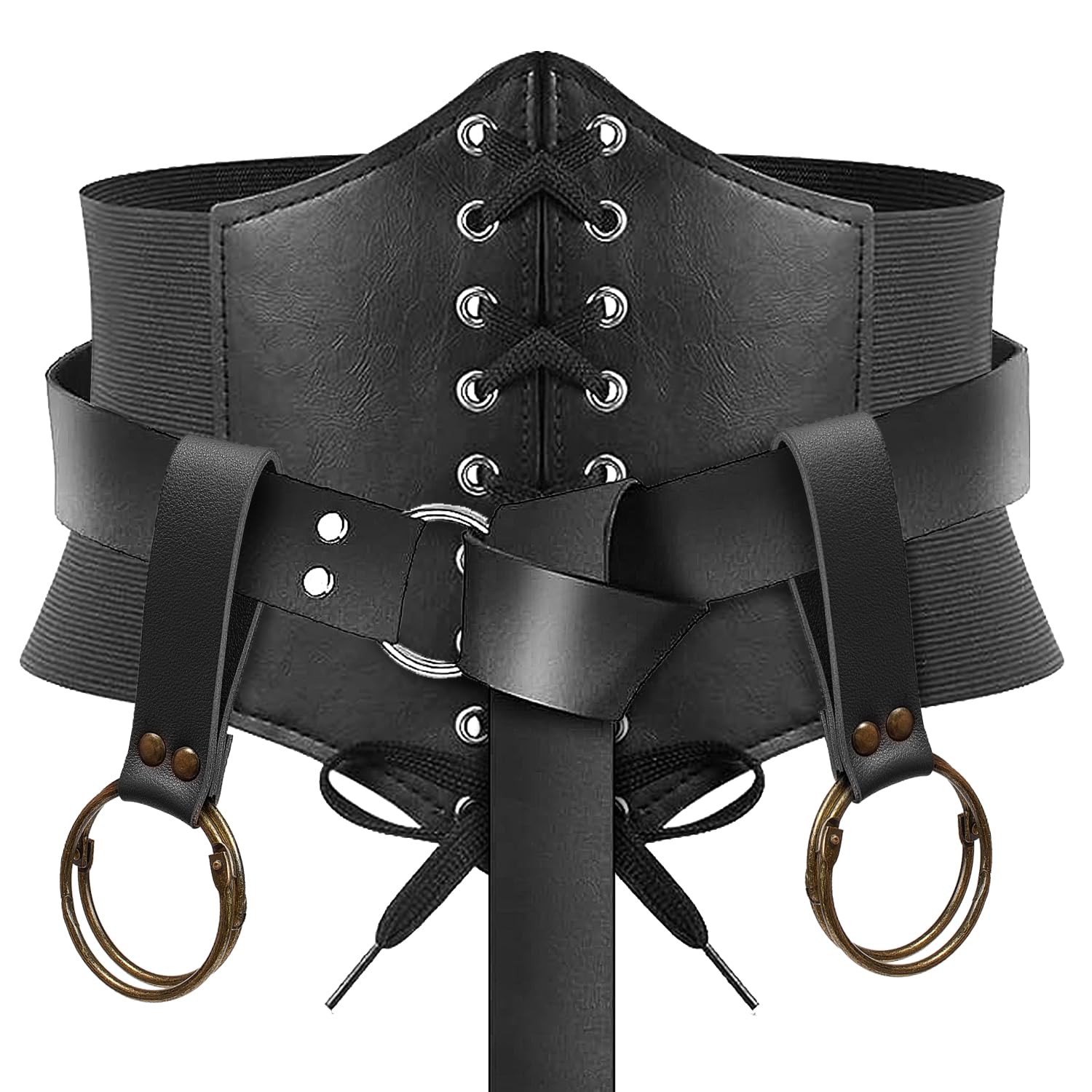 SUMGOGO 4 Pcs Corset Waistband Medieval Leather Belt Mug Holder Strap Skirt Hikes Renaissance Faire Cosplay Costume Accessory