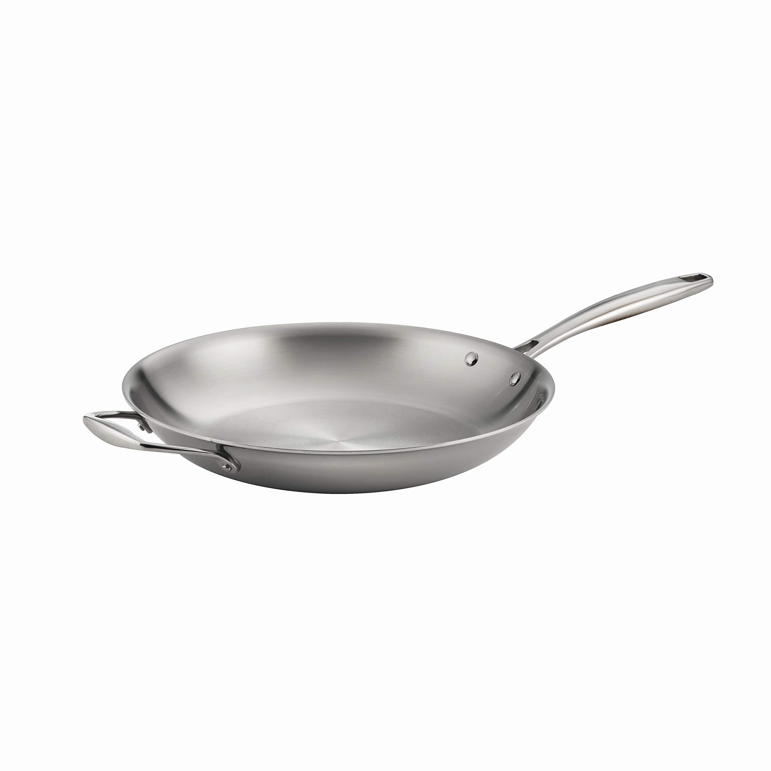 Tramontina Fry Pan Stainless Steel Induction-Ready Tri-Ply Clad 12-Inch w/Helper Handle, 80116/057DS