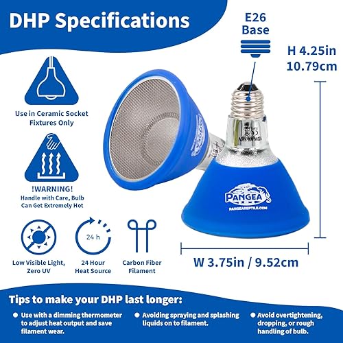 Vista 2 de Pangea 50W Deep Heat Projector for Reptiles with Carbon Fiber Filament, Core Warming Infrared A and B Bulb for Basking Lizards, Designed for Ceramic