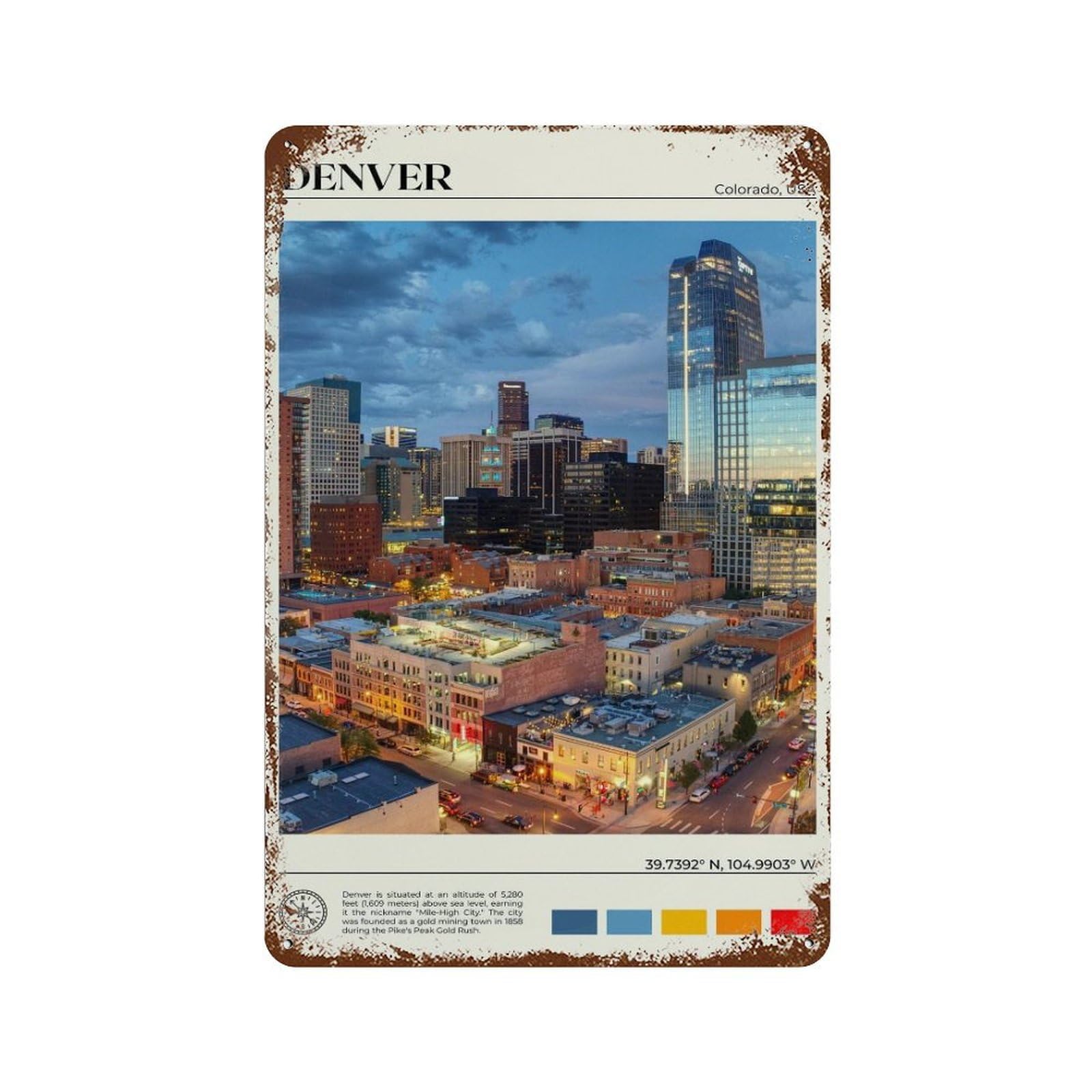 xiaoxiaoshen Real Photo Denver Decor Colorado USA Wall Decor Art Metal Tin Poster Modern Home Decor Art Home Bar Shop Decorations Vintage Sign 30x20cm