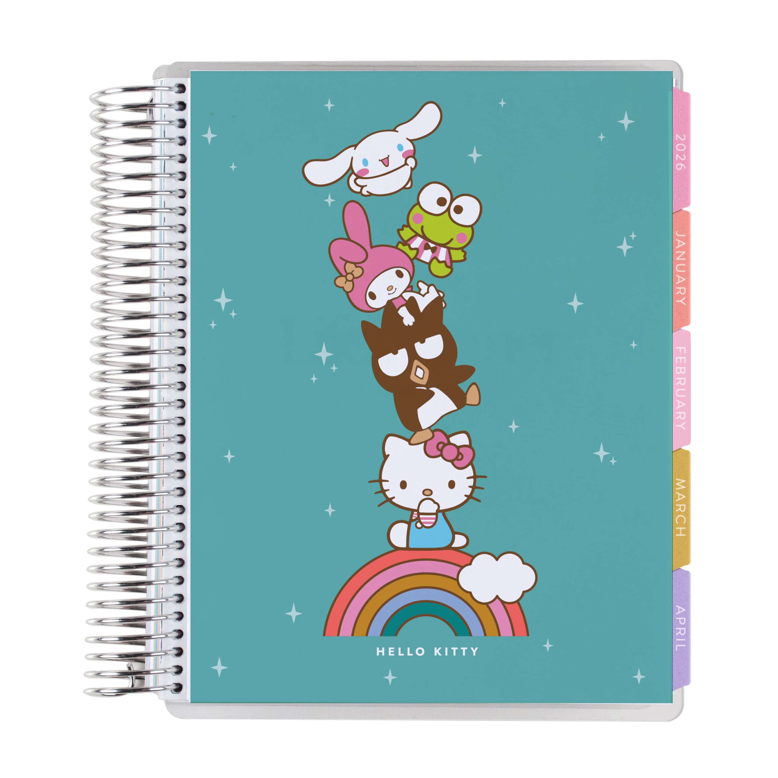 7x9 Coiled Hello Kitty LifePlanner (January 2026 - December 2026) - Hello Kitty & Friends Stargazers classic cover, vertical layout, Hello Kitty theme