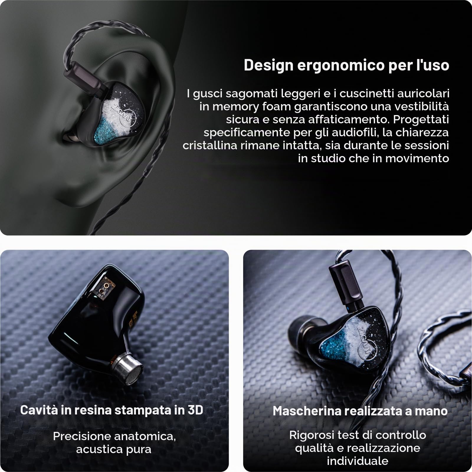 Linsoul ZiiGaat Horizon In Ear Monitor, Cuffie Cablate HiFi 1DD+2BA+2Planar, Cuffie da Studio IEM, Accordatura Bilanciata Naturale con Estensione degli Alti Lisci come il Burro per Musicisti Audiofili