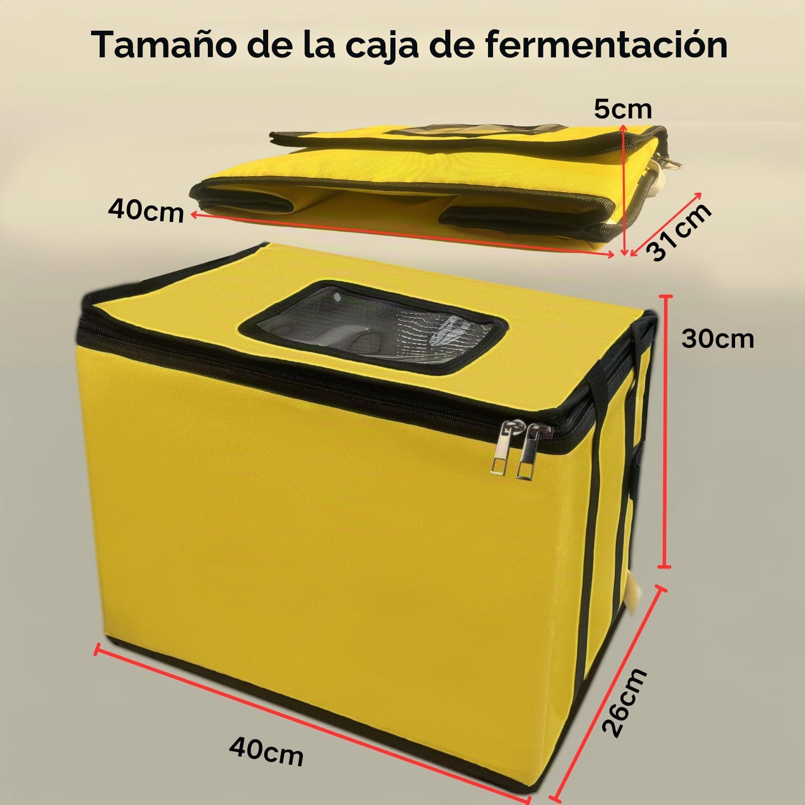 Caja de fermentación para pan con calefacción, armario plegable de temperatura ajustable y temporizador, caja para hornear pan, yogur, natto y jabón hecho a mano, 40 x