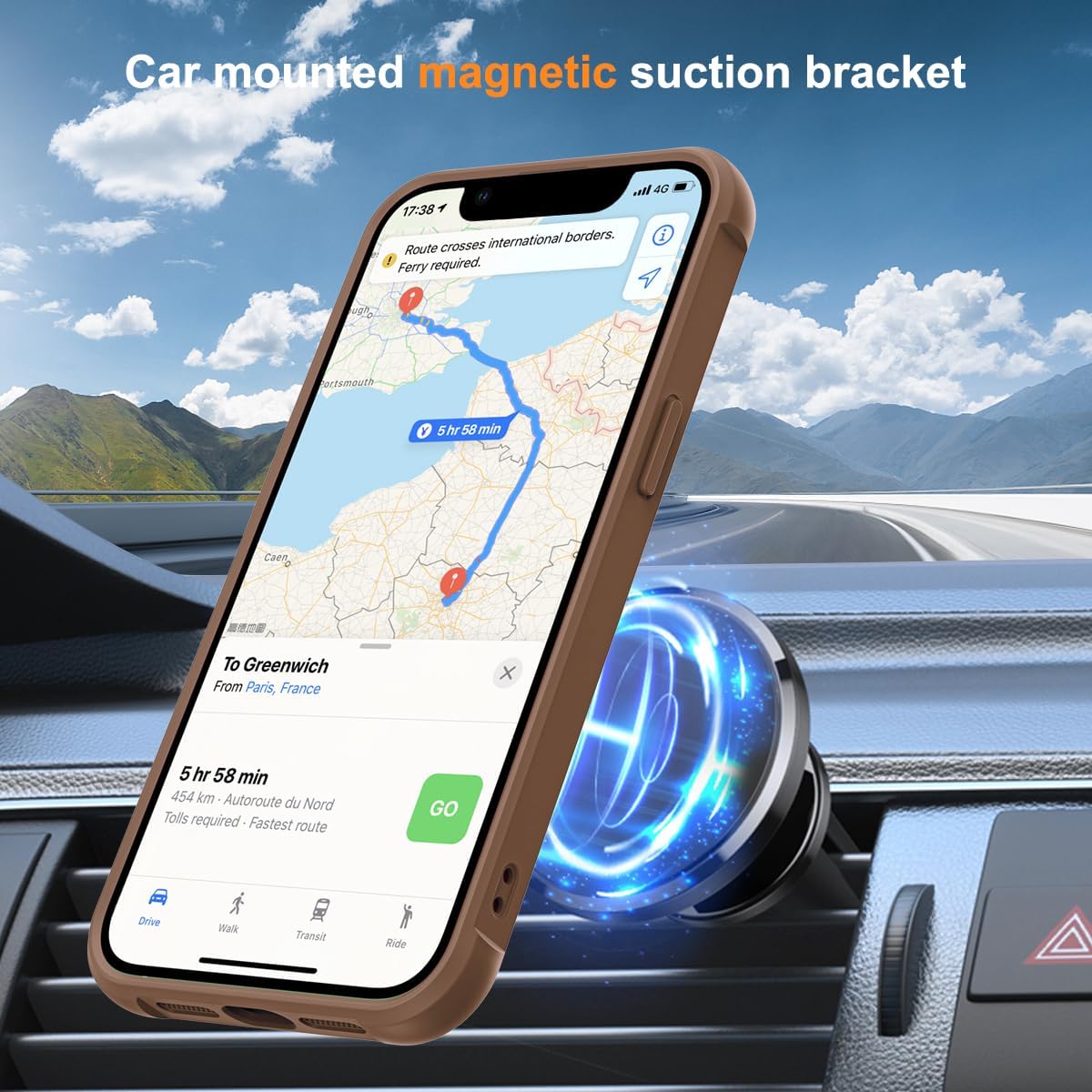 Compatible with iPhone 13 Case & iPhone 14 Case with Invisible Magnetic O-Ring Stand Translucent Phone Cases for 13 & 14 6.1" [Compatible with Mag-Safe][Great Grip Feeling], Desert Brown - Image 4