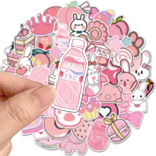 Miniatura 7 de 50 calcomanías Kawaii lindas para botellas de agua, calcomanías rosadas VSCO para laptop, calcomanías estéticas de regalo para niños, adolescentes y