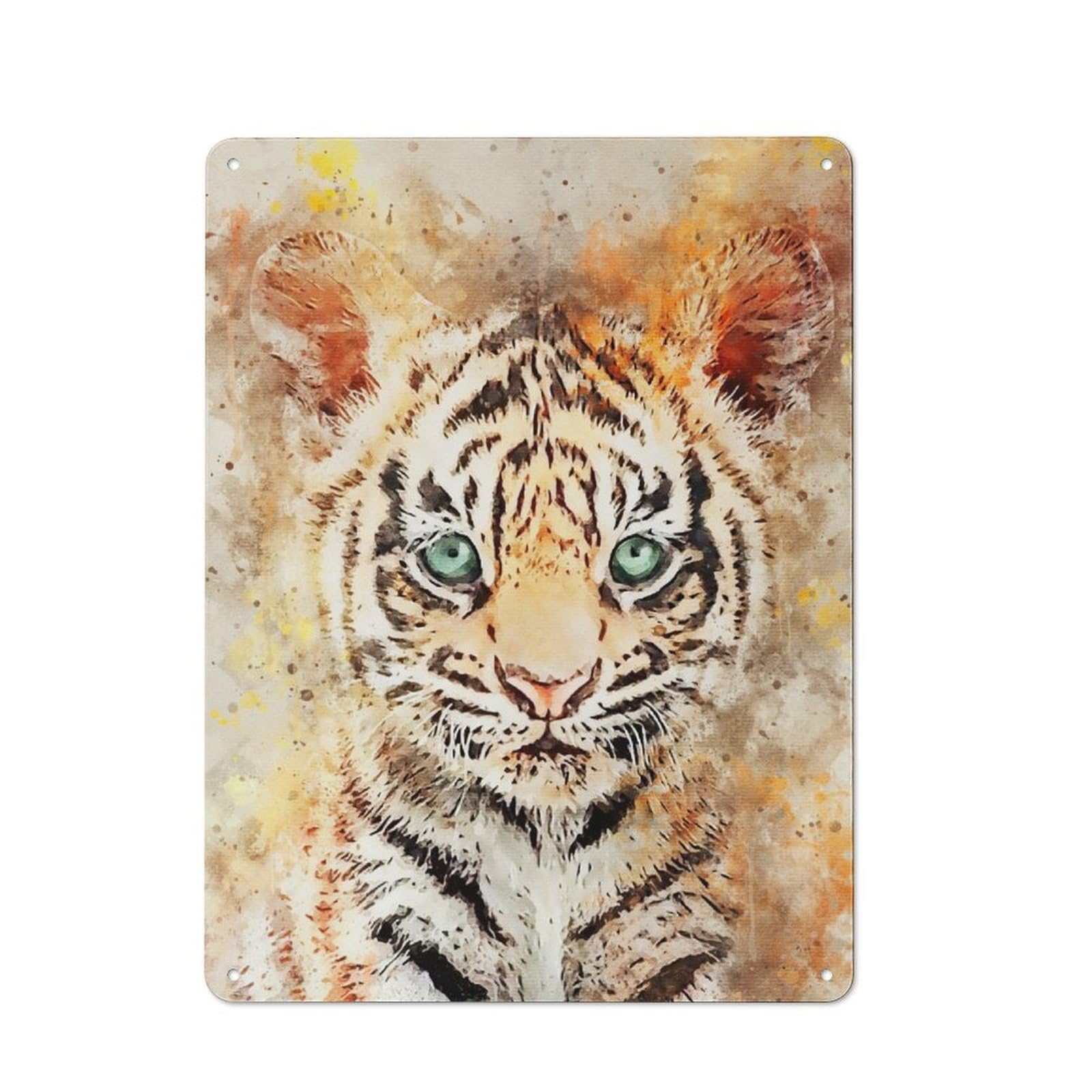 Rustic New Art Tiger Tin Wall Plaque 40x30cm, Rustic Kitchen Decor for Cottage, Kitchen, Hallway Or Breakfast Nook