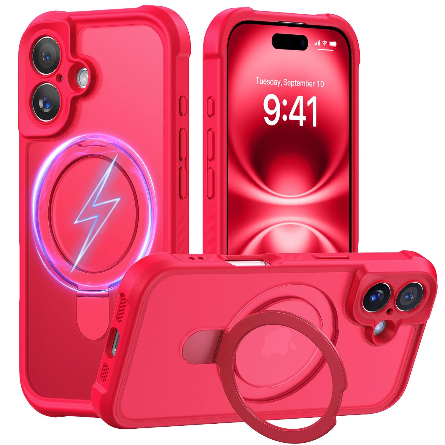 MOCCA Magnetic for iPhone 16 Case with Stand,Red