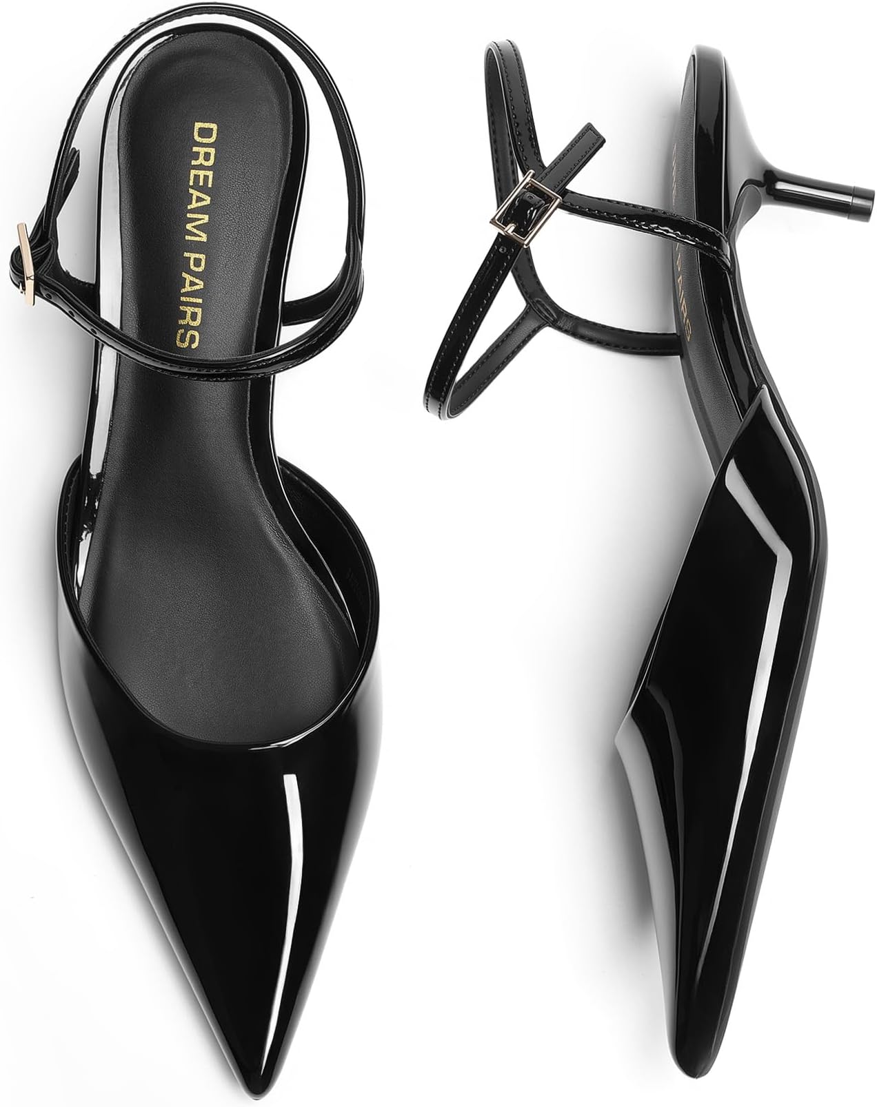 Kitten Heels for Women Pointed Closed Toe Low Stiletto Pumps Comfortable Dress Wedding Formal Shoes