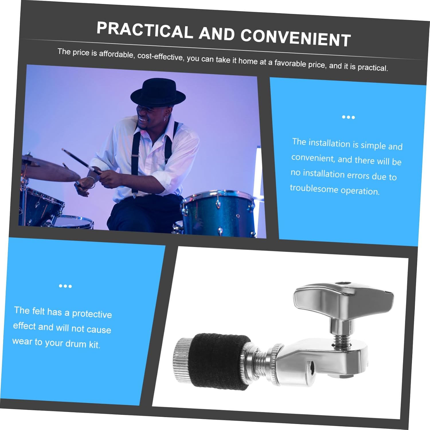 Sturdy Metal Hi Hat Clutch for Jazz Drum Cymbal Stand Parts
