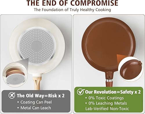 Miniatura 3 de Sartén de cerámica pura, construcción de una sola pieza que garantiza que no haya revestimientos ni metal, certificado SGS, no tóxico, naturalmente