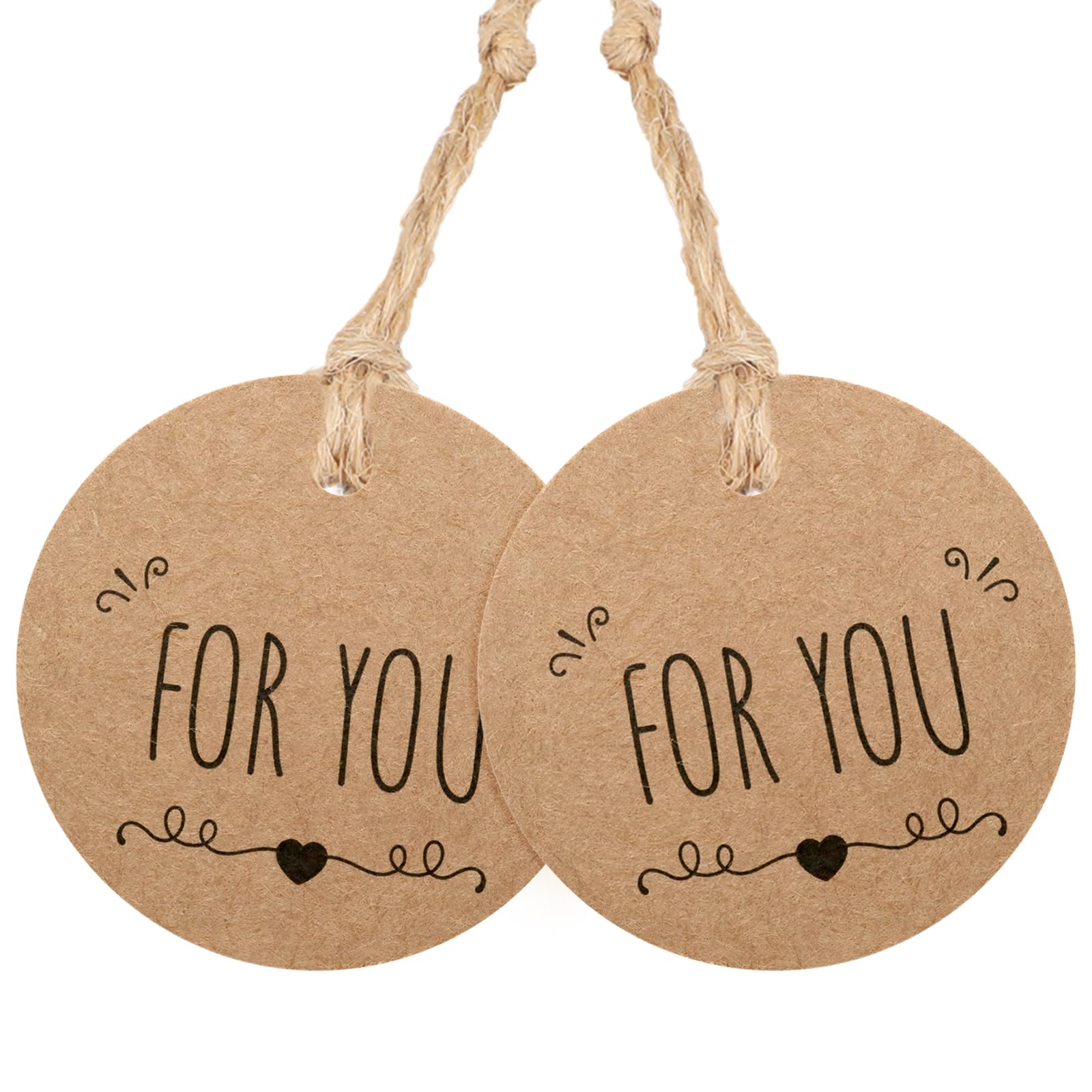 G2plus Brown For You 5Cm For You Gift Tags: Kraft Paper Round Labels With 10M Twine, 100Pcs Packaging Tags For Diy, Thank You Notes, Small Business, Wedding, Birthday, Party Favors
