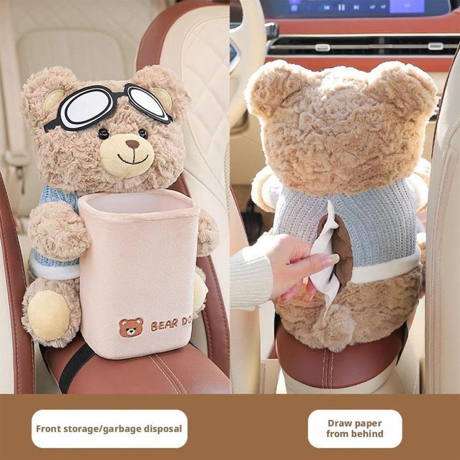 Porta Fazzoletti Per Auto,Organizer A Forma Di Orsetto Peluche,Morbidi
