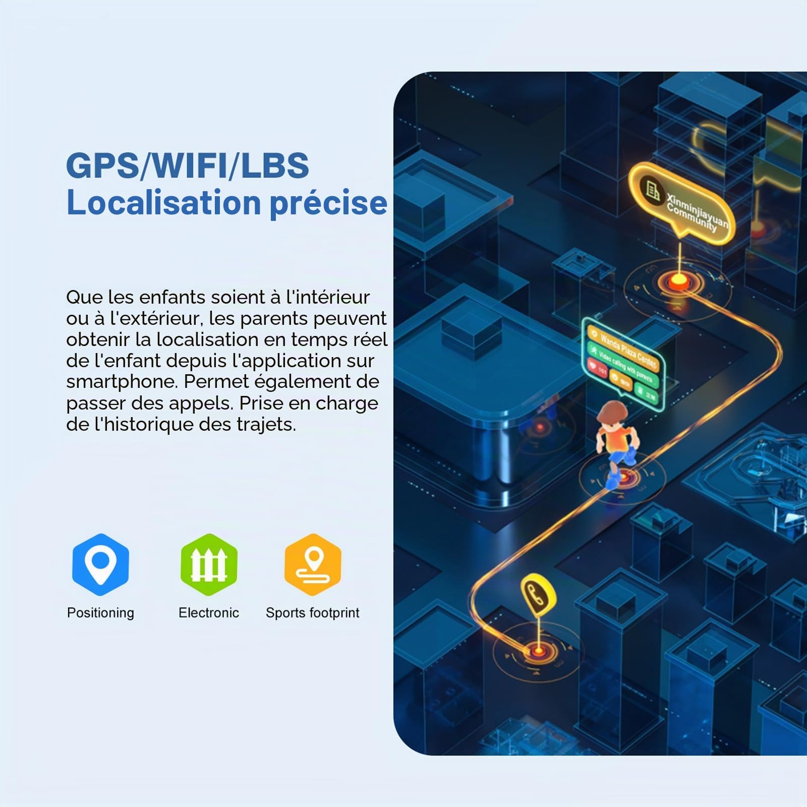 Montre Connectée Enfant 4G pour Fille Garçon Montre Intelligente avec GPS WiFi Appel Vidéo Chat Familial SOS Caméra Étanche Mode Classe, Smartwatch Téléphone Enfants Cadeau pour 4-12 Ans (Bleu)